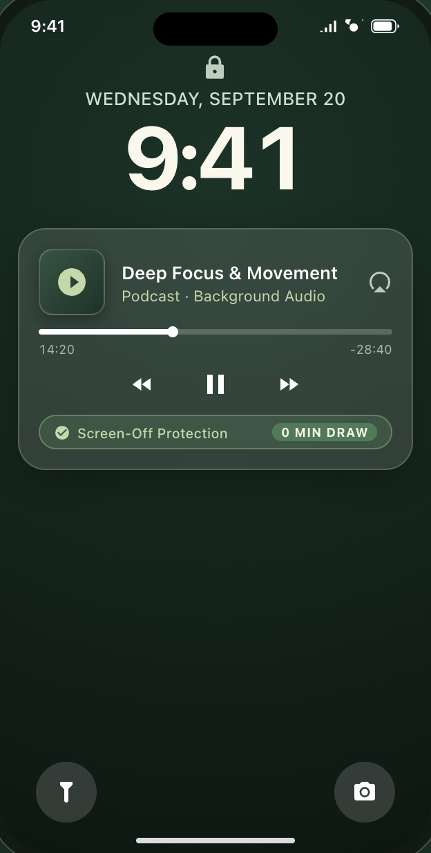 Screen-Off Audio Exemption on Lock Screen